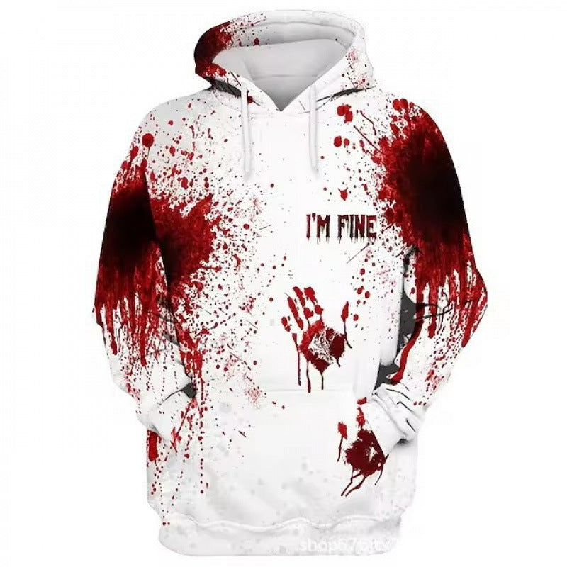 Damen Kreativer Kapuzenpullover mit blutrotem Print Echoarchiv