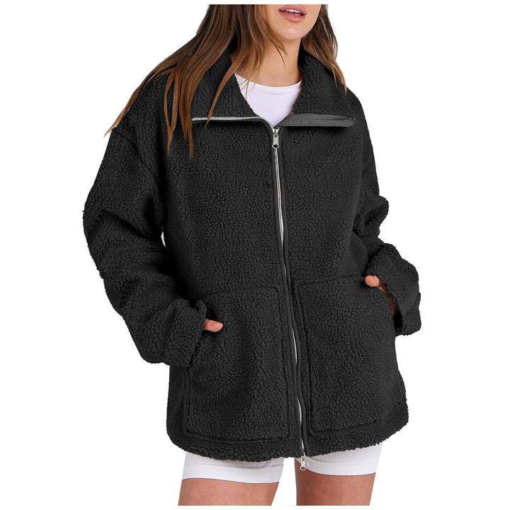 Damen Kuschelige Teddy-Jacke mit Reißverschluss Echoarchiv