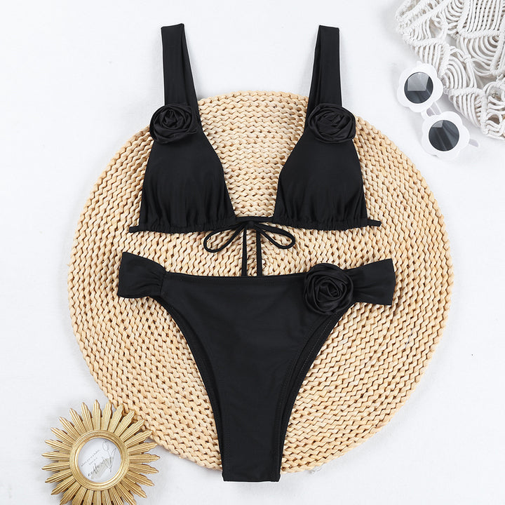 Damen Triangel-Bikini mit Blumenapplikationen Echo Archiv