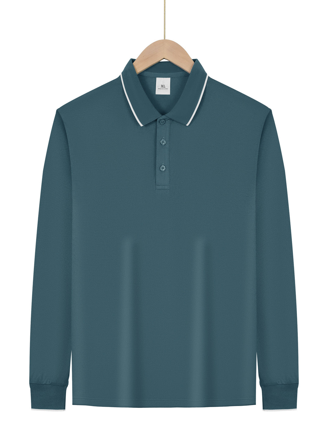 Herren nan langärmeliges Piqué-Poloshirt mit Kontrastpaspel am Kragen und Bündchen Echo Archiv