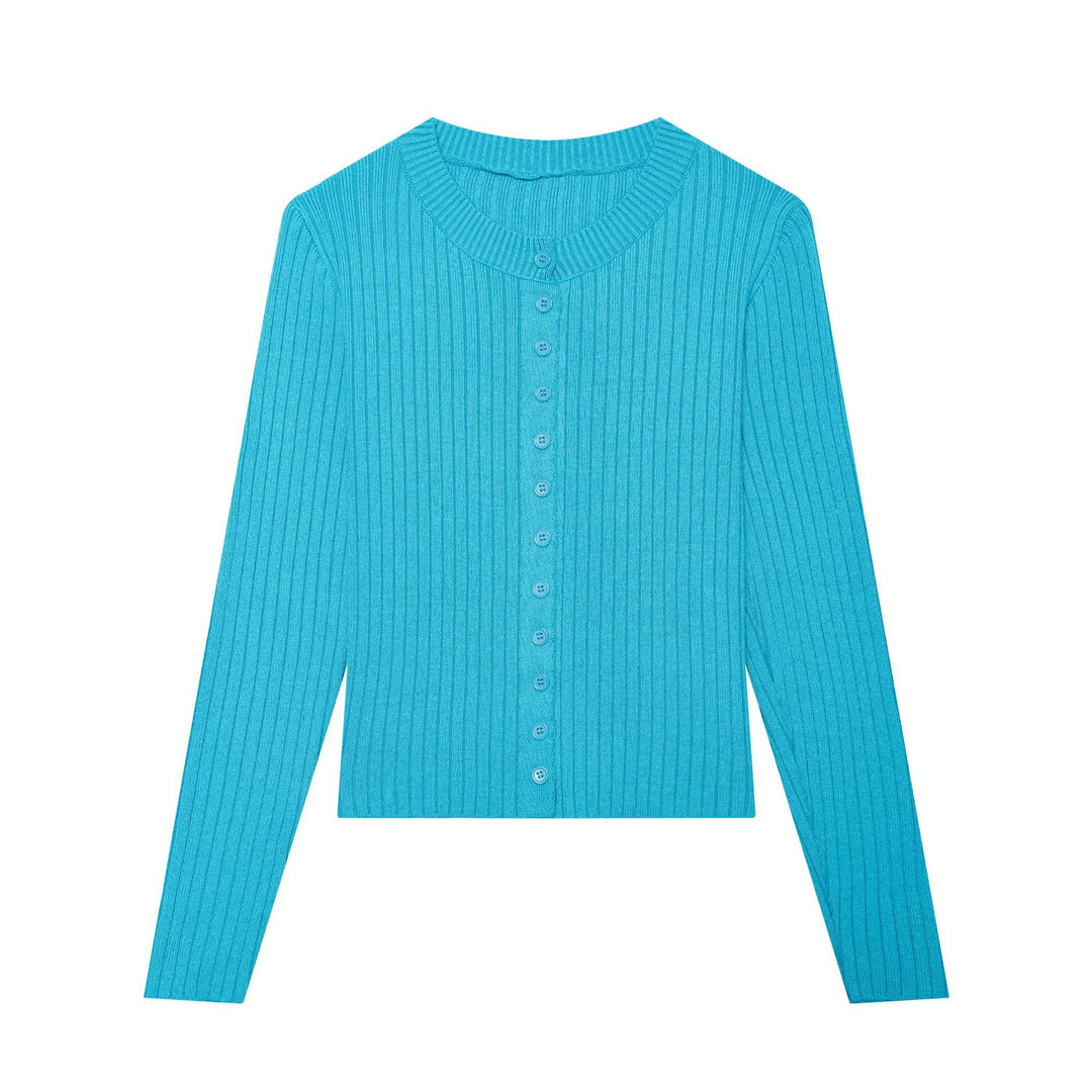 Damen Feinstrick‑Cardigan mit Rippstruktur und durchgehender Knopfleiste Echoarchiv