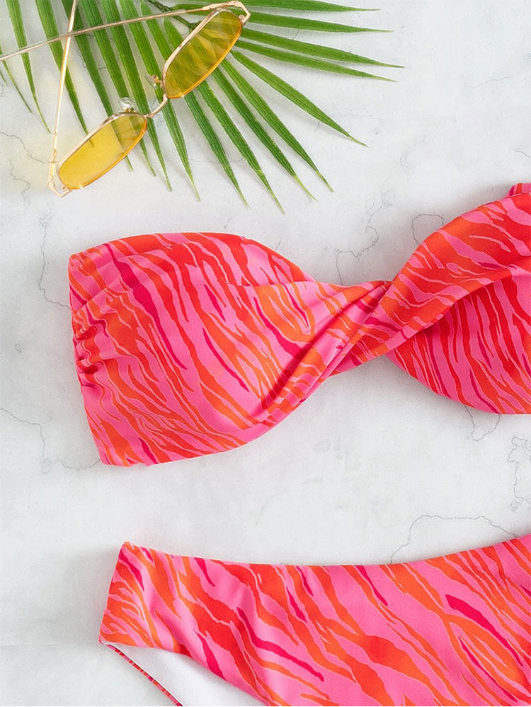 Damen Bandeau-Bikini Set mit raffinierten Wellenmustern Echo Archiv