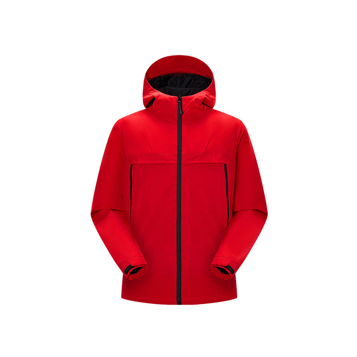 Herren Minimalistische Hybrid‑Regenjacke mit verstaubarer Kapuze und atmungsaktiver Membran Echo Archiv