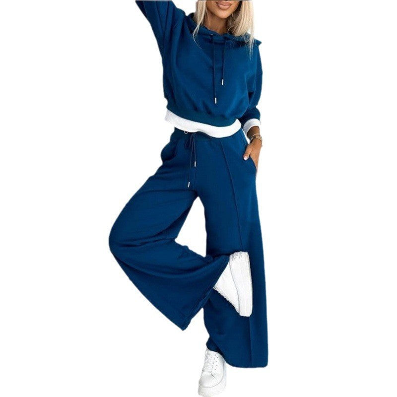Damen nan Cropped Kapuzenpullover und weite taillenhohe Jogginghose Set Echo Archiv