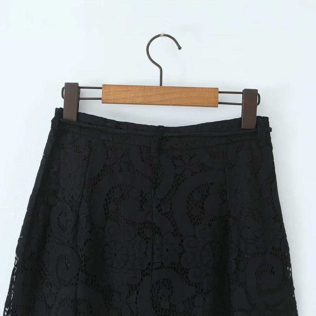 Damen Weite Spitzenhose mit hoher Taille und gefütterter Innenlage Echo Archiv