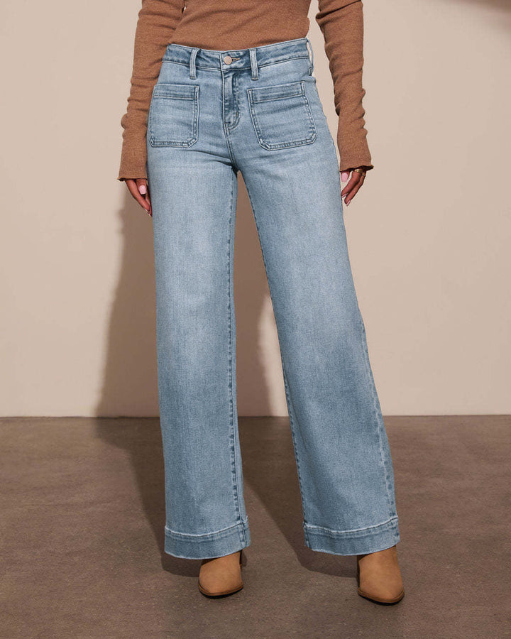 Damen Weit geschnittene Jeans mit hohen Taschen und elegantem Auftritt – Dénora