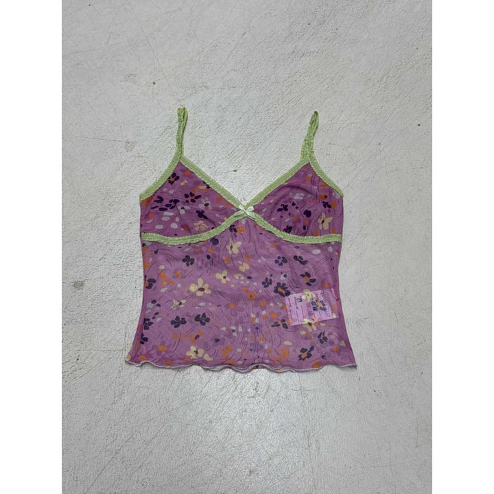 Damen Blumen Spaghetti Trägertop mit feinen Rüschendetails Echo Archiv