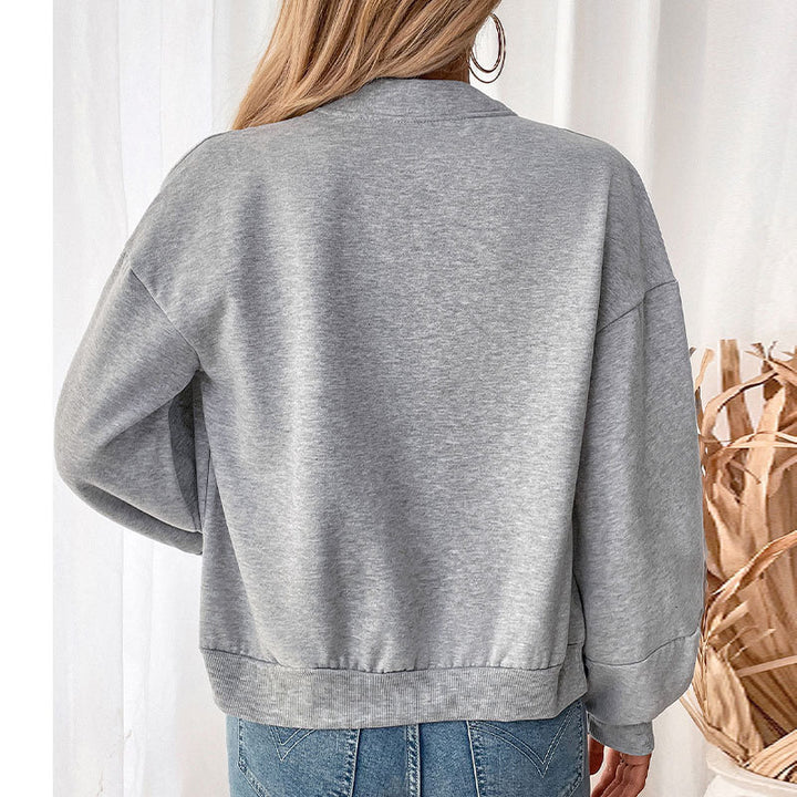 Damen Kurzgeschnittenes Bomber‑Sweatshirt mit Ballonärmeln und Reißverschluss Echoarchiv