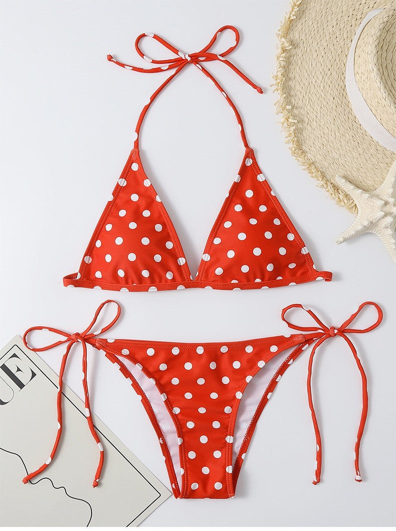 Damen Triangel-Bikini mit hochwertigem Punktmuster und verstellbaren Bändern Echo Archiv