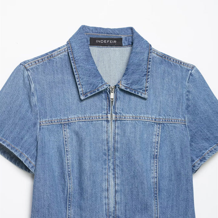 Damen Jeansjacke mit kurzem Schnitt und praktischer Reißverschlussfunktion Echo Archiv