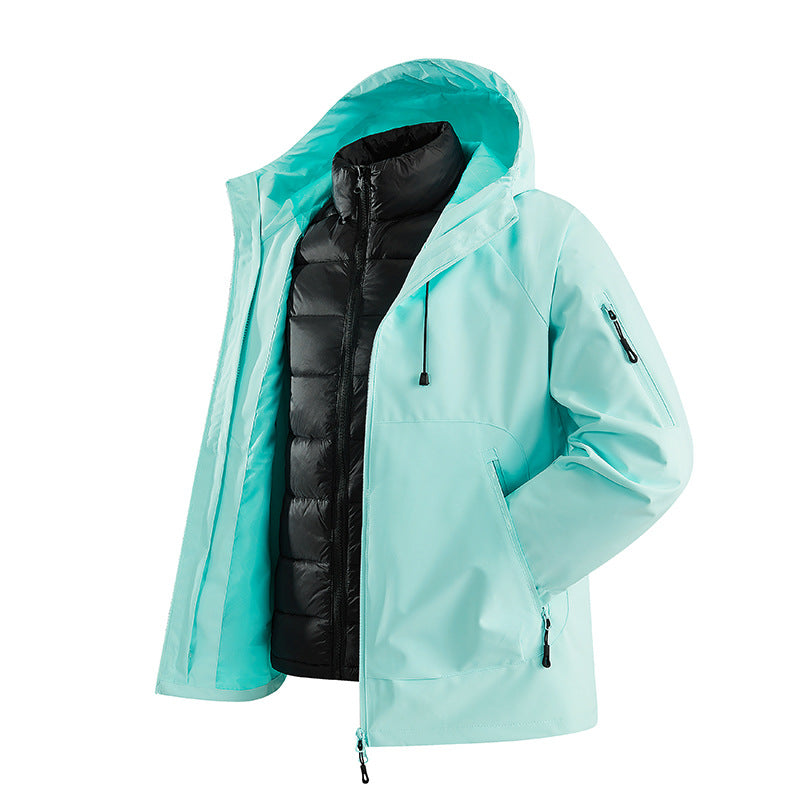 Herren Zweiteilige Übergangsjacke mit abnehmbarer Steppinnenjacke und Kapuze Echoarchiv