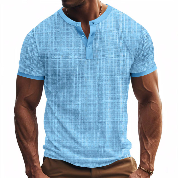 Herren modisches Kurzarm-Henley-Shirt mit strukturiertem Design Echoarchiv