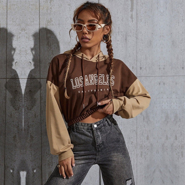 Damen Modischer cropped Hoodie mit Farbblock Echo Archiv