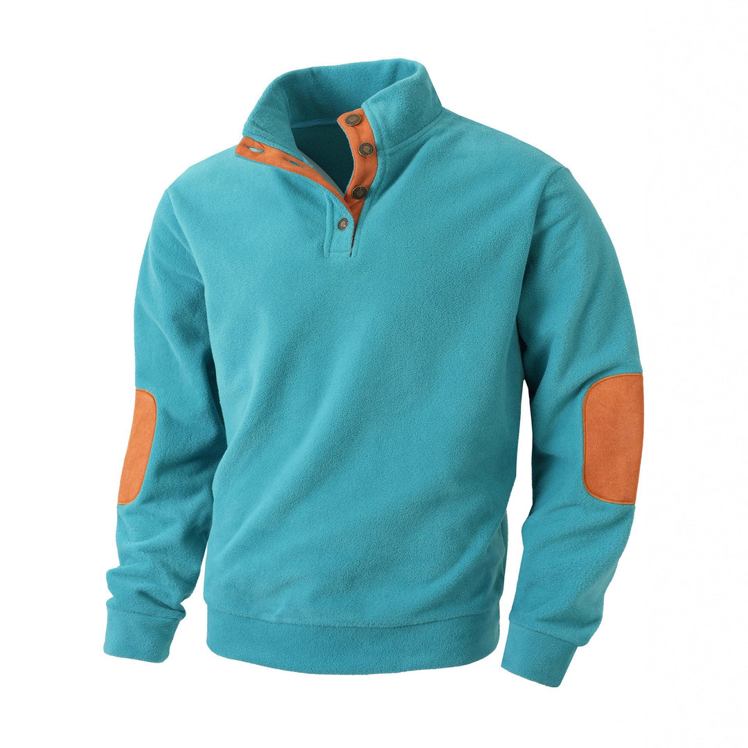 Herren bequemer Fleece Pullover mit Kragen und Kontrastbesatz Echoarchiv