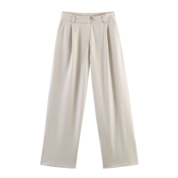 Damen Zweiteiliges Business-Anzug-Set mit kastigem Zweiknopf-Blazer und weiter hochgeschnittener Hose Echo Archiv