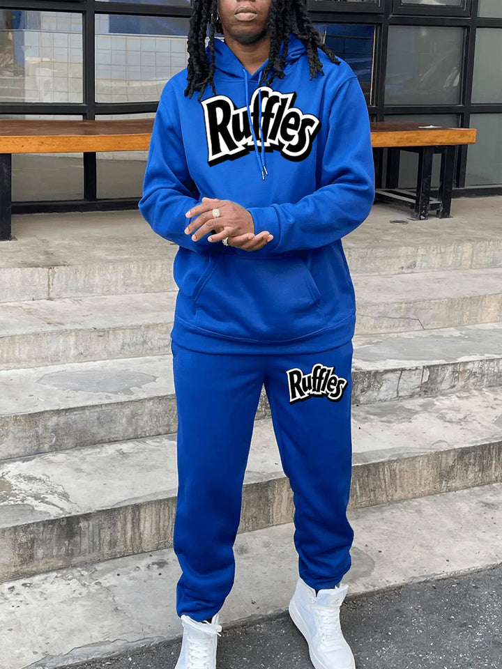 Herren gemütlicher Hoodie und Jogginghose Set mit auffälligem Logo Echoarchiv
