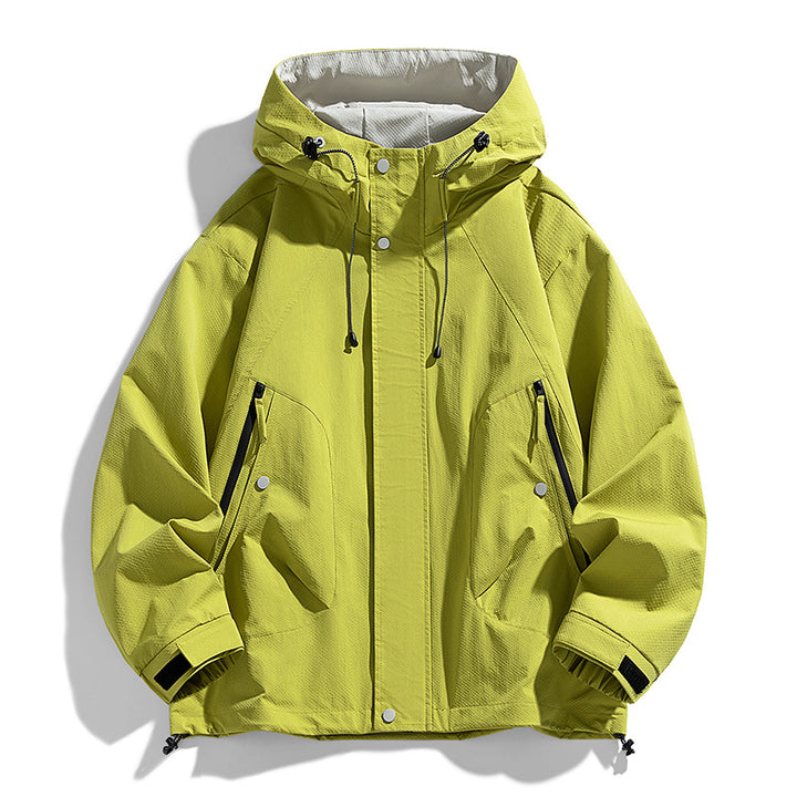 Unisex leichte winddichte Outdoor-Jacke mit Kapuze, wasserabweisende Außenschale und verstellbarem Saum – Taviero