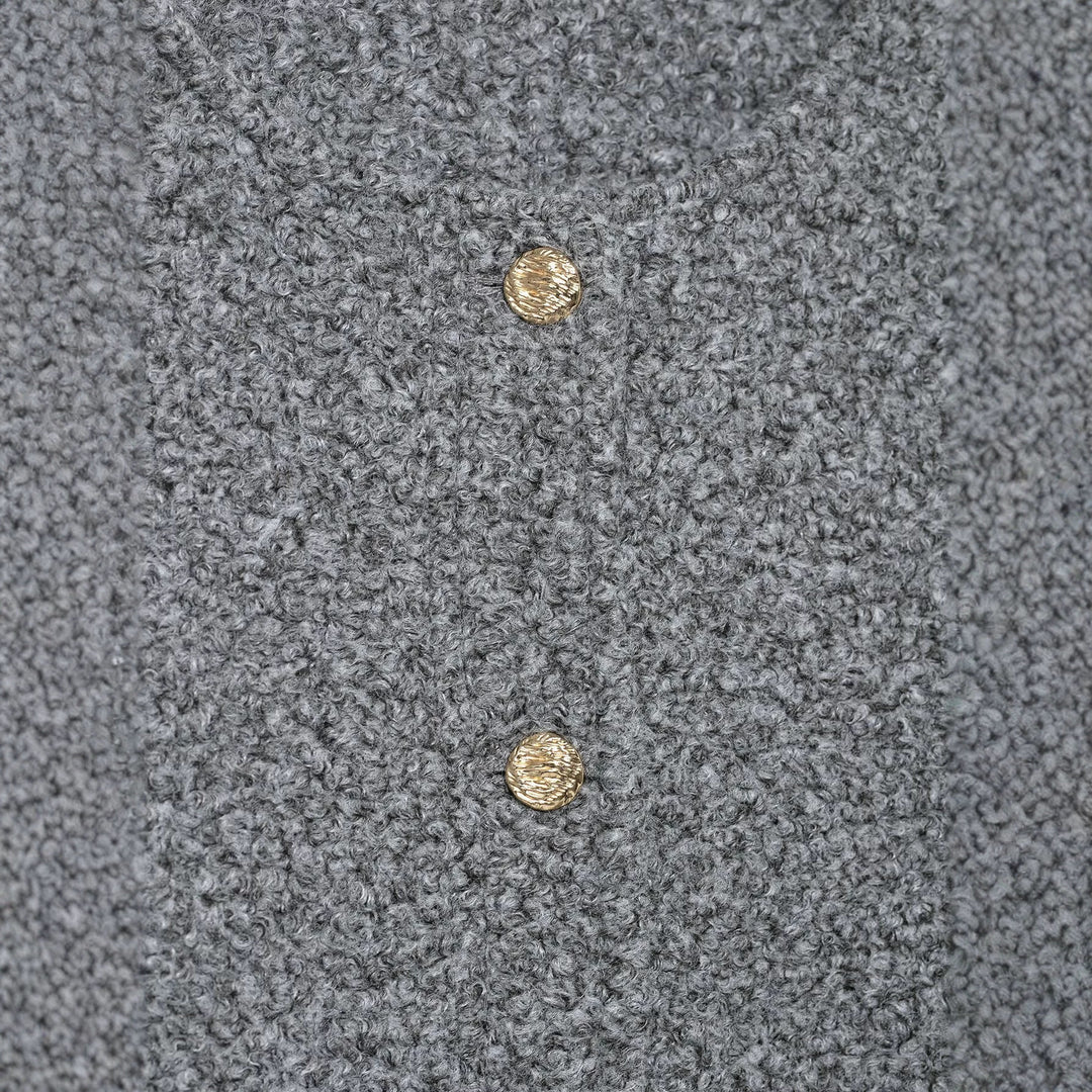 Damen Bouclé Cropped Jacke mit Goldknöpfen und aufgesetzten Pattentaschen Echoarchiv