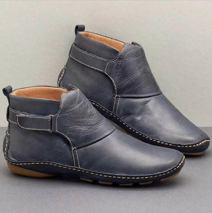 Unisex nan knöchelhohe Lederimitat-Boots mit Klettverschluss und rutschfester Gummisohle Echo Archiv