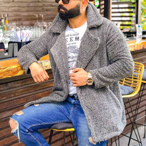 Herren kuschelige Herbstjacke mit weichem Teddyfell Echoarchiv