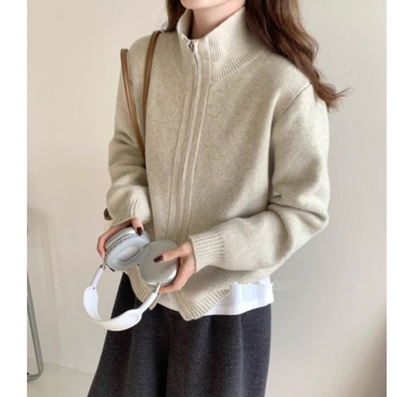 Damen Modische Strickjacke mit leichtem Reißverschluss Echo Archiv