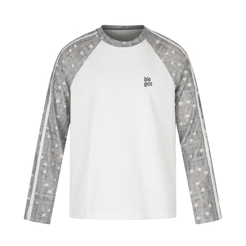 Unisex Waffelstruktur-Sweatshirt mit transparenten Kontrastärmeln, Raglan und Seitenstreifen Echoarchiv