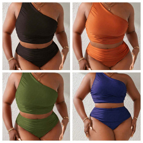 Damen Einseitiger Bikini-Set mit modischem Wickeldetail und hohem Bund Echo Archiv