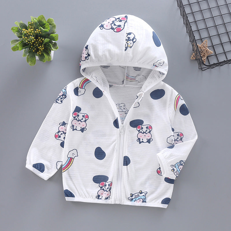 Unisex nan leichte Kapuzenjacke für Kleinkinder mit süßem Tierprint und Reißverschluss  Echo Archiv