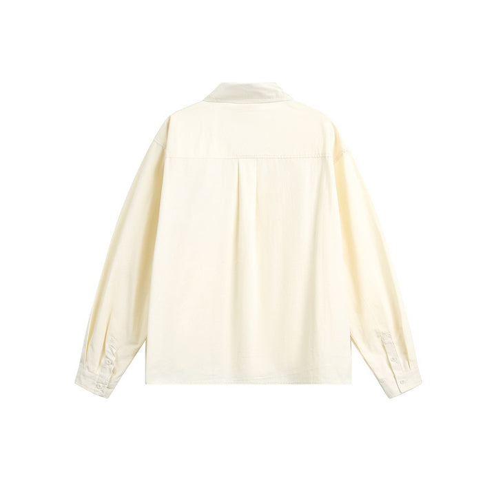 Unisex Locker geschnittene Baumwoll-Hemdjacke mit asymmetrischen Karo-Brustpattentaschen Echoarchiv