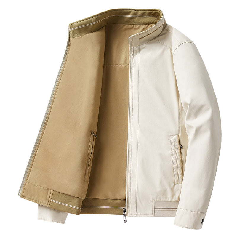 Herren  leichte Jacke mit Kontrastfutter, Stehkragen und Reißverschluss mit Innentasche Echo Archiv