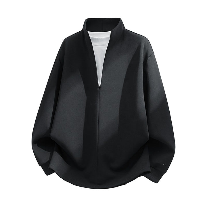 Unisex Oversize-Sweatshirt mit Stehkragen, halber Öffnung und abgerundetem Saum Echoarchiv