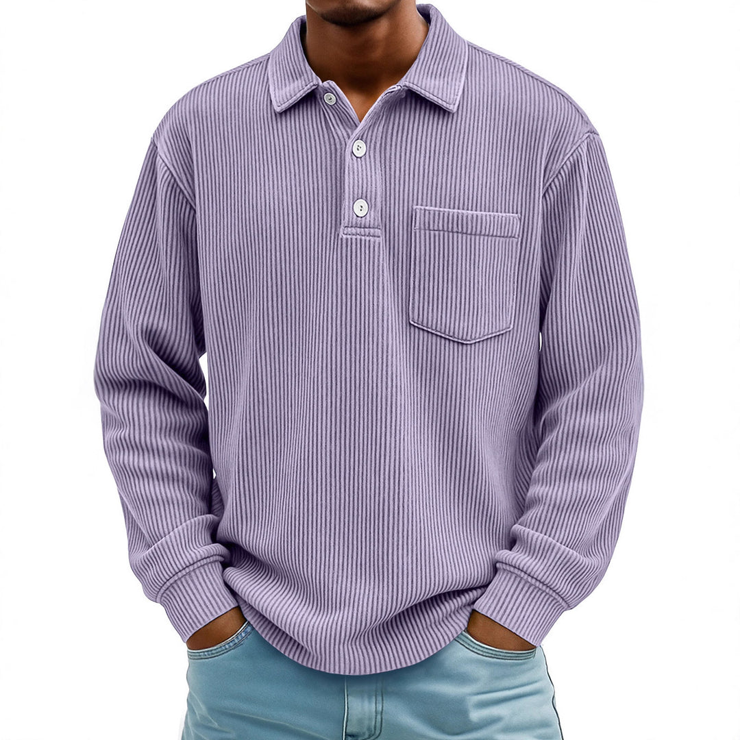Herren Lässiger Longsleeve Poloshirt aus strukturiertem Stoff Echoarchiv