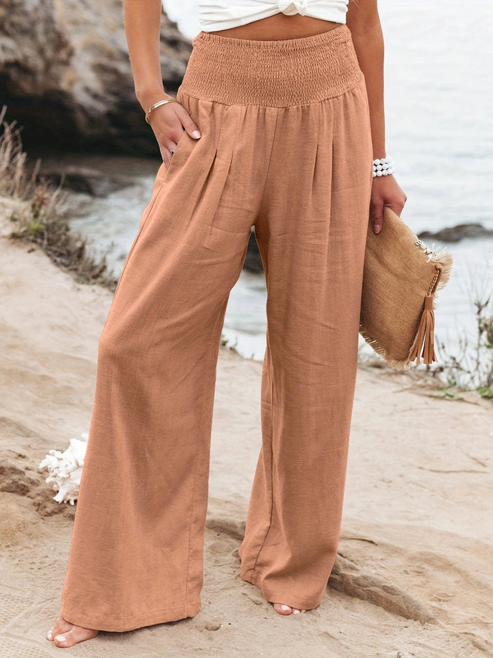 Damen weite Leinenhose mit elastischem Bund Echoarchiv