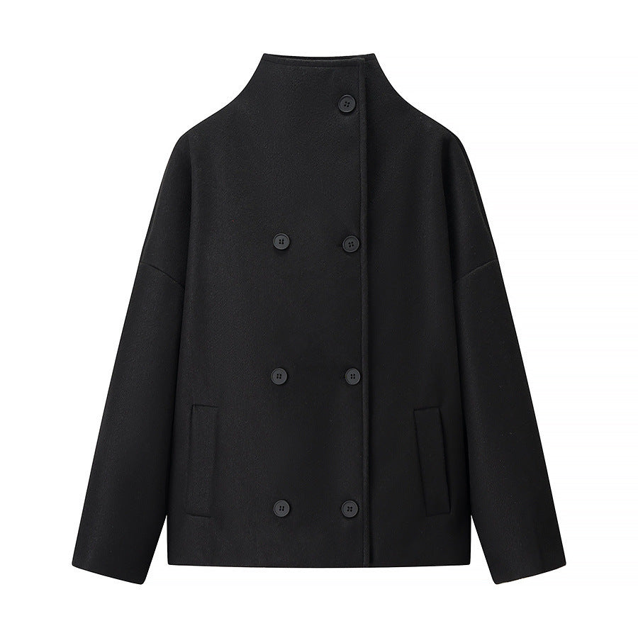 Damen Boxy Wollmix-Cabanjacke mit Stehkragen und überschnittenen Schultern Echo Archiv