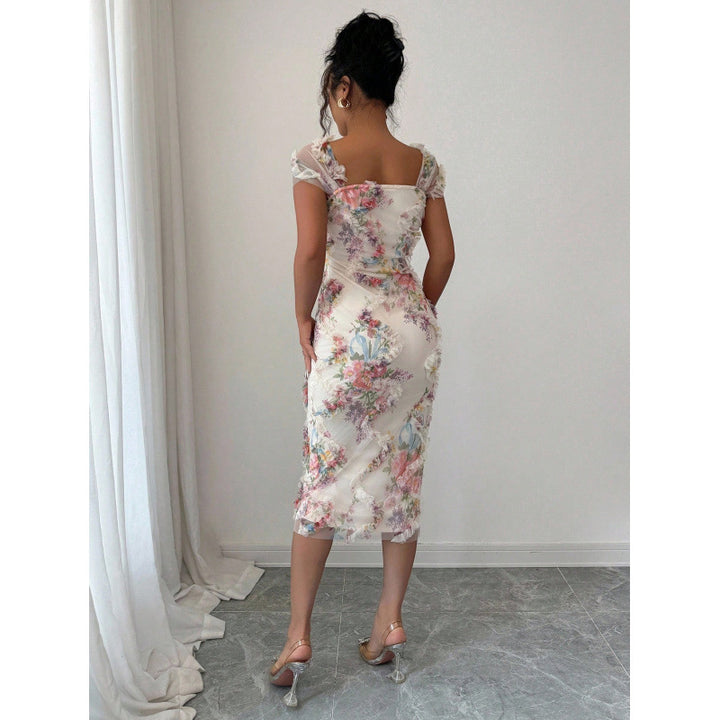 Damen Midikleid mit floralem Muster und zarter Rüschendetails Echo Archiv
