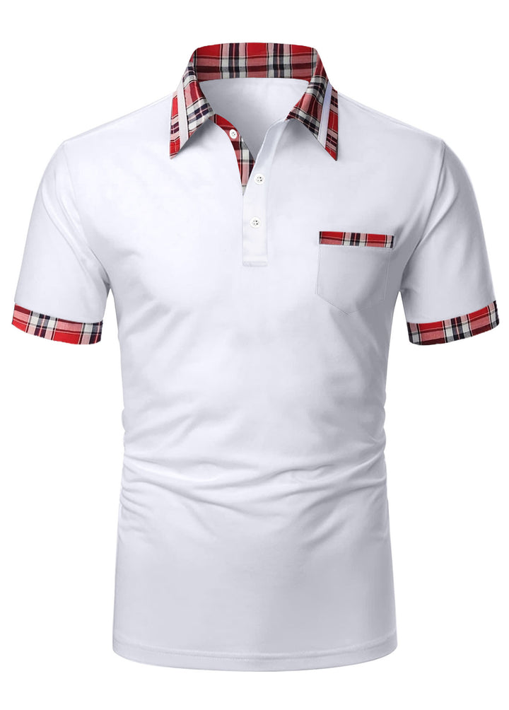 Herren Poloshirt mit modernem Karodetail und praktischer Brusttasche Echoarchiv