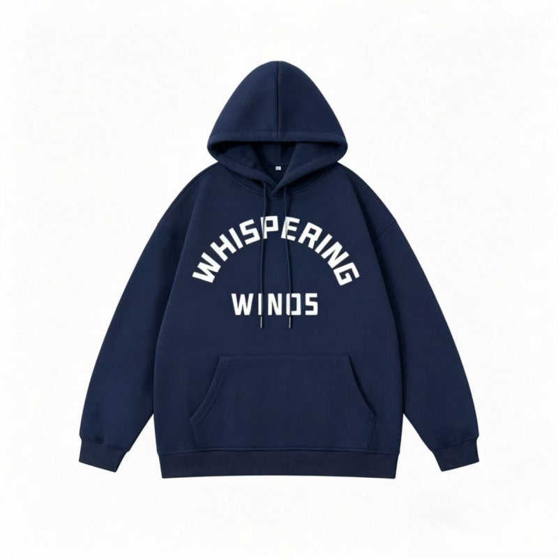 Unisex Oversize-Kapuzenpullover mit gebogenem Statement-Print und Kängurutasche Echo Archiv