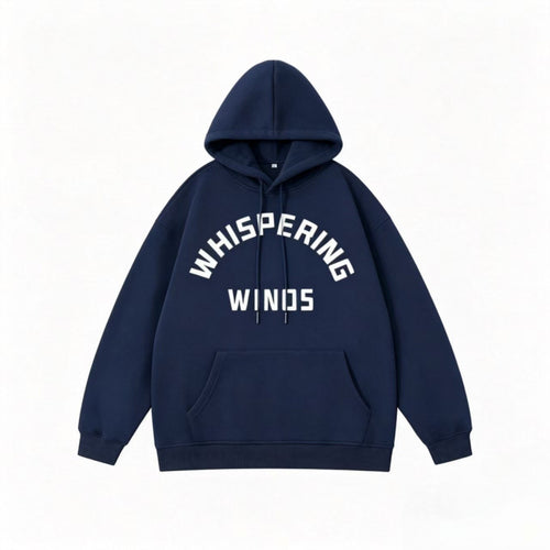 Unisex Oversize-Kapuzenpullover mit gebogenem Statement-Print und Kängurutasche Echo Archiv