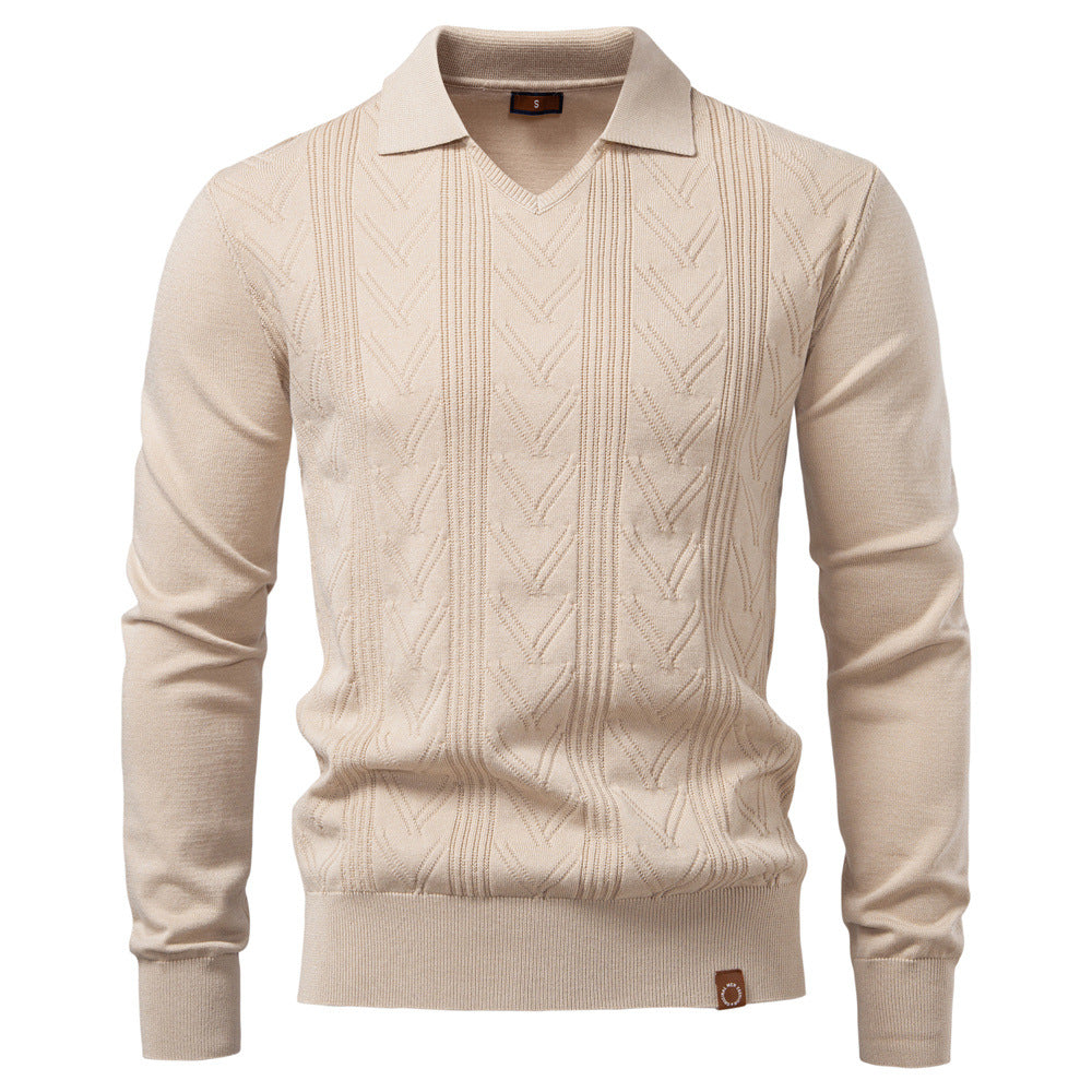 Herren Pullover mit V-Ausschnitt und strukturiertem Design Echoarchiv