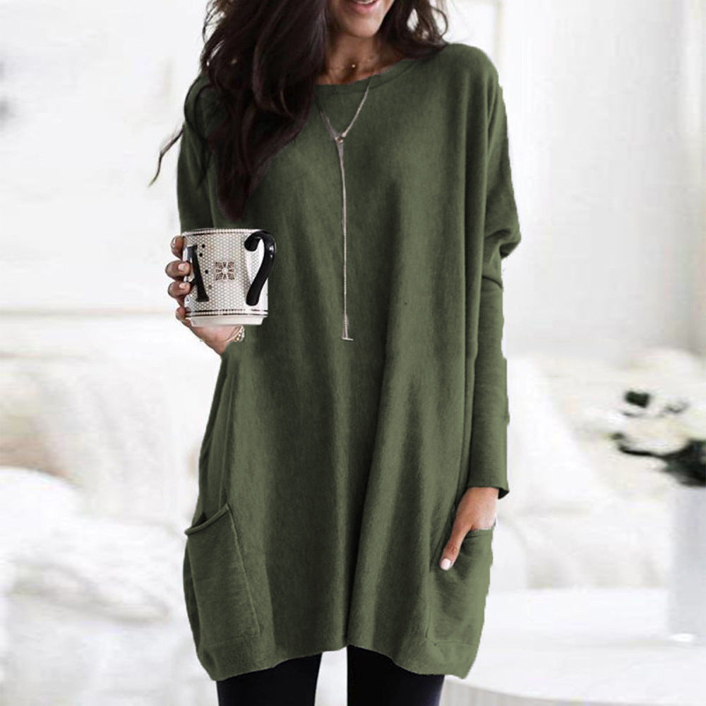 Damen nan oversized Longshirt mit Kontrastblock und aufgesetzten Taschen Echo Archiv