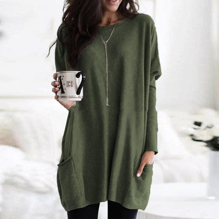 Damen nan oversized Longshirt mit Kontrastblock und aufgesetzten Taschen Echo Archiv