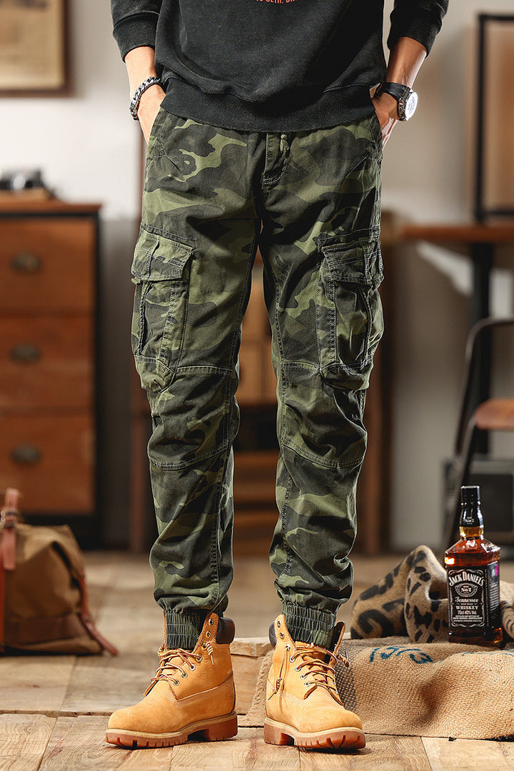 Herren Cargohose im Jogger-Stil mit Tunnelzug elastischen Bündchen und Mehrfachtaschen Echo Archiv