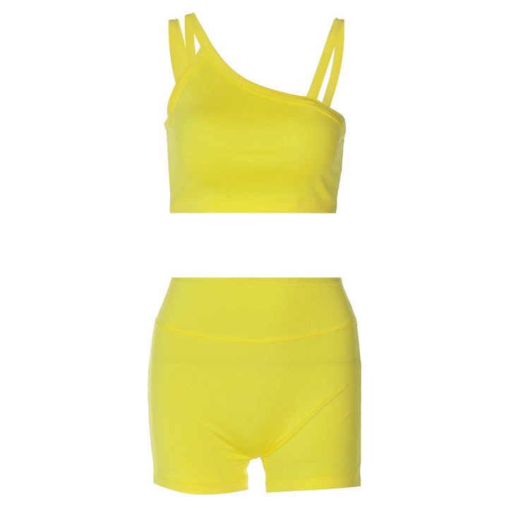 Damen Sportliches Crop-Top und High-Waist Short Set Echo Archiv