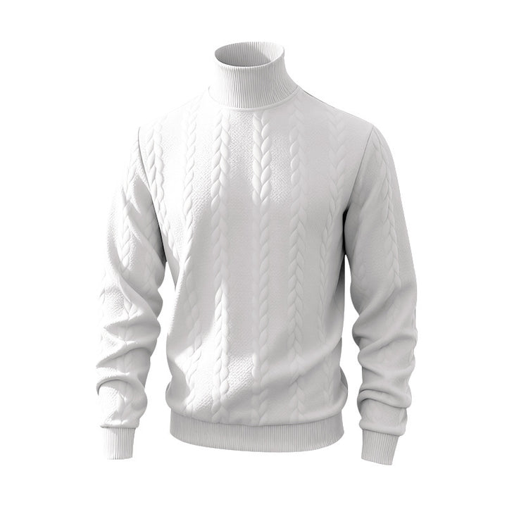 Herren Strickpullover mit Stehkragen und Zopfmuster Echoarchiv