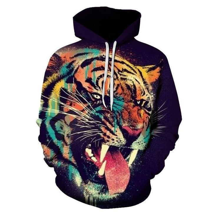 Herren Kapuzenpullover mit kreativer Wolfsgrafik Echoarchiv