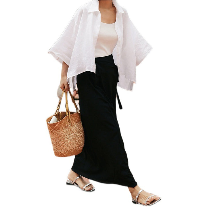 Damen Leichtes Oversize-Hemd aus Leinenmix mit kastiger Silhouette und asymmetrischem Saum Echoarchiv