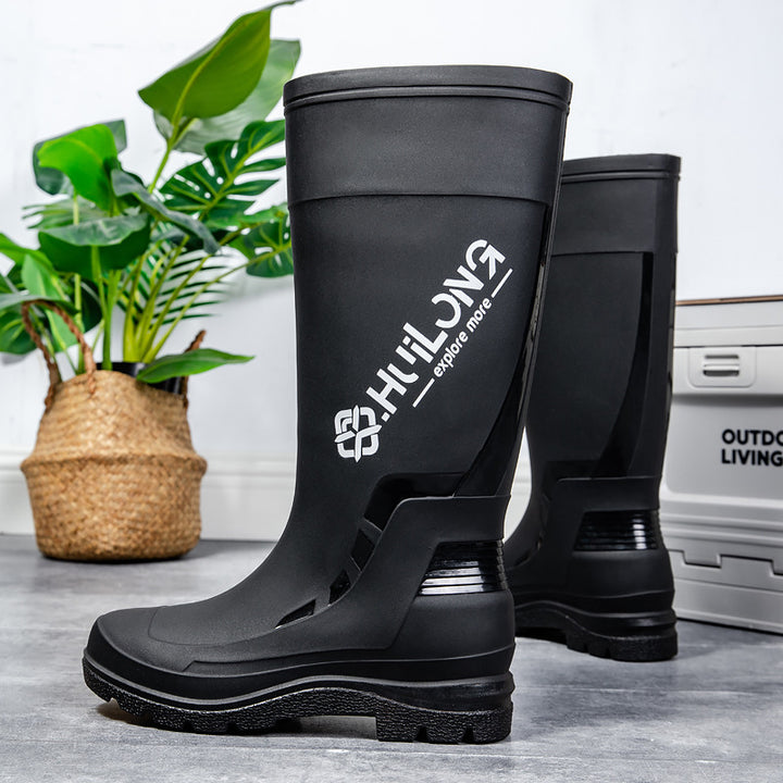 Herren Wasserdichte Gummistiefel mit verstellbarem Schaftabschluss und profiliertem Dämpfungssohlensystem Echoarhiv – Tavélo