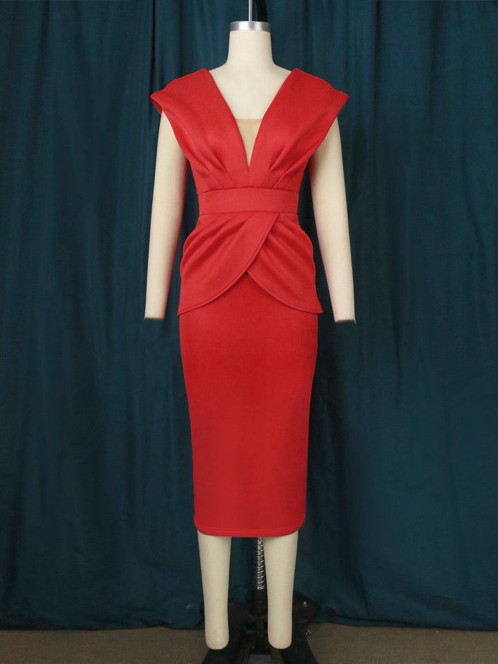 Damen Figurbetontes Wickelkleid mit tiefem V-Ausschnitt und organischem Schnitt Echo Archiv