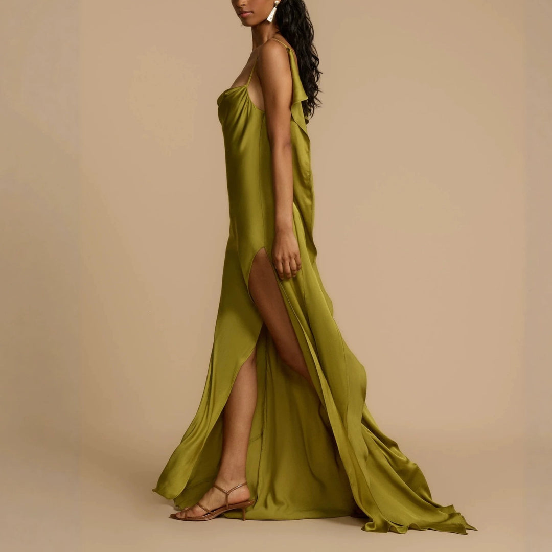 Damen Elegantes Maxikleid mit tiefem Ausschnitt und seitlichem Schlitz Echo Archiv