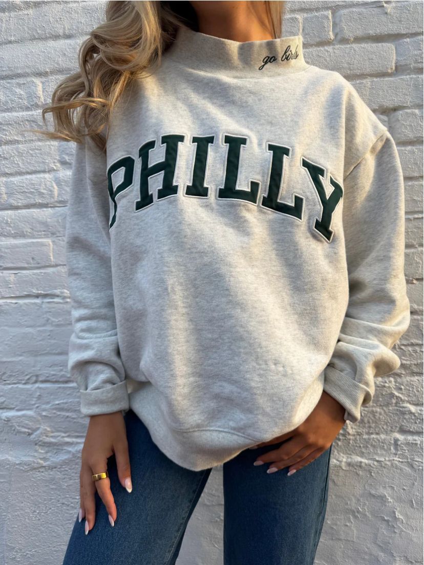 Damen nan weit geschnittenes College-Sweatshirt mit hohem Stehkragen und aufgenähtem Schriftzug Echo Archiv